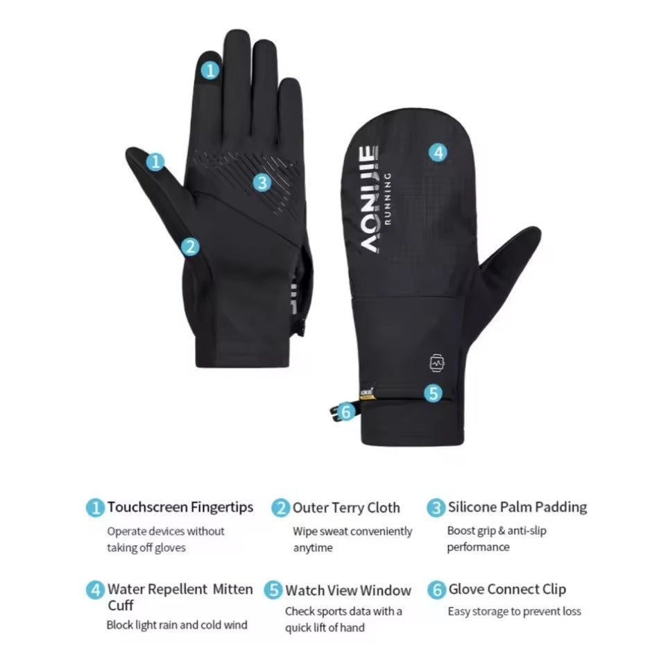 AONIJIE  Warm Winter Touchscreen Breathable Gloves-M62 Black