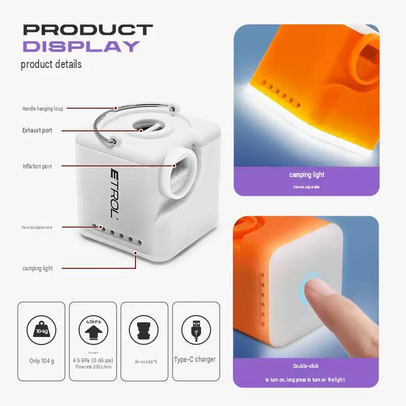 Etrol Multifunctional Air Pump w/ Light 2400mAh