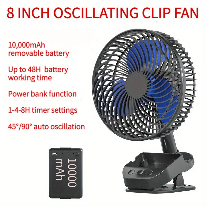 GL Extra 8 Inch Oscillating Clip Fan Black