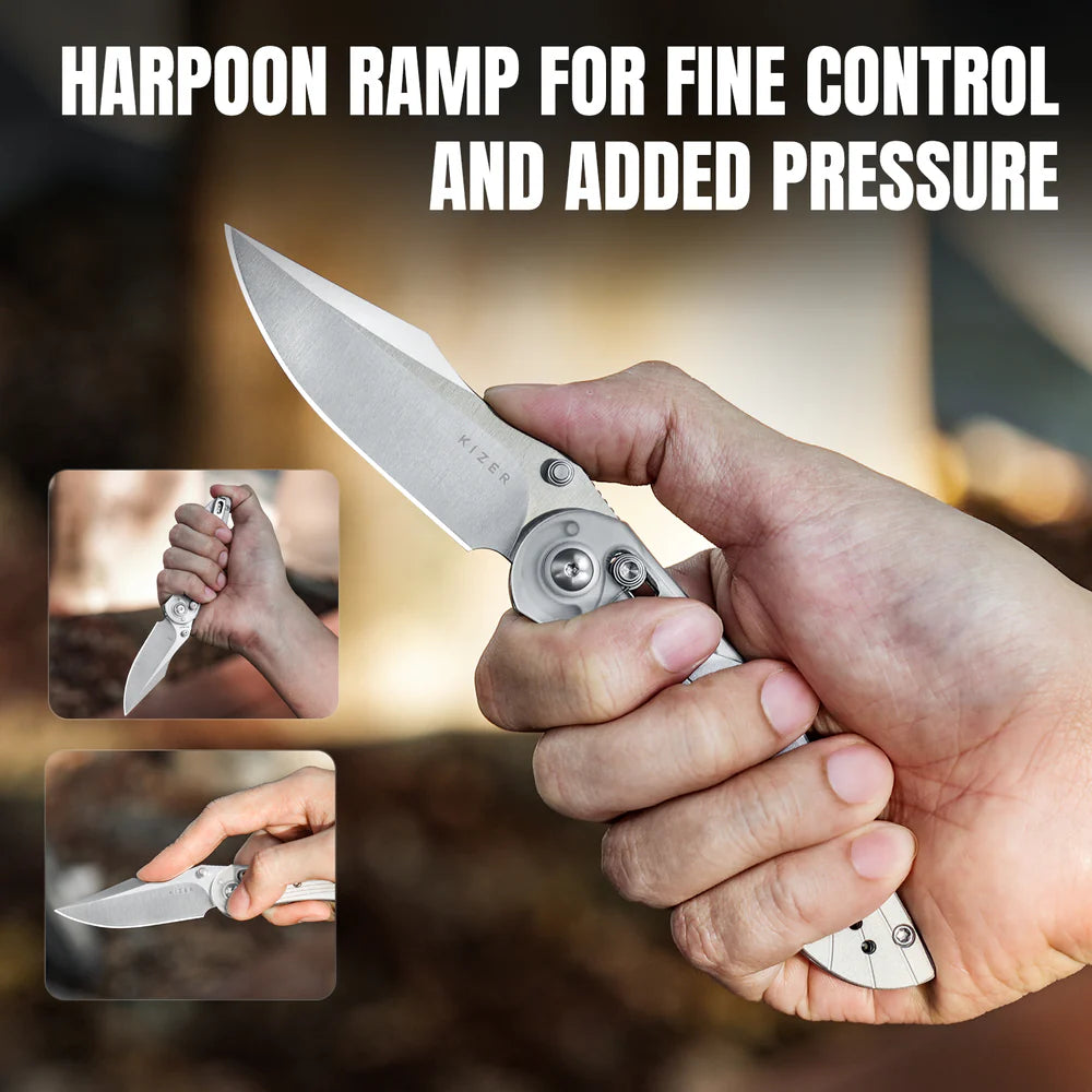 KIZER Mini Mystic Nitro-V Blade Acrylic & Aluminum & Clutch Lock 3.2"