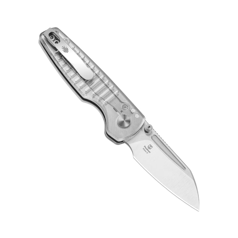 KIZER Parakeet Nitro-V Blade Acrylic Handle Button Liner Lock 2.46"
