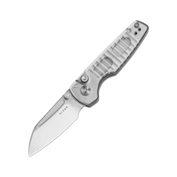 KIZER Parakeet Nitro-V Blade Acrylic Handle Button Liner Lock 2.46