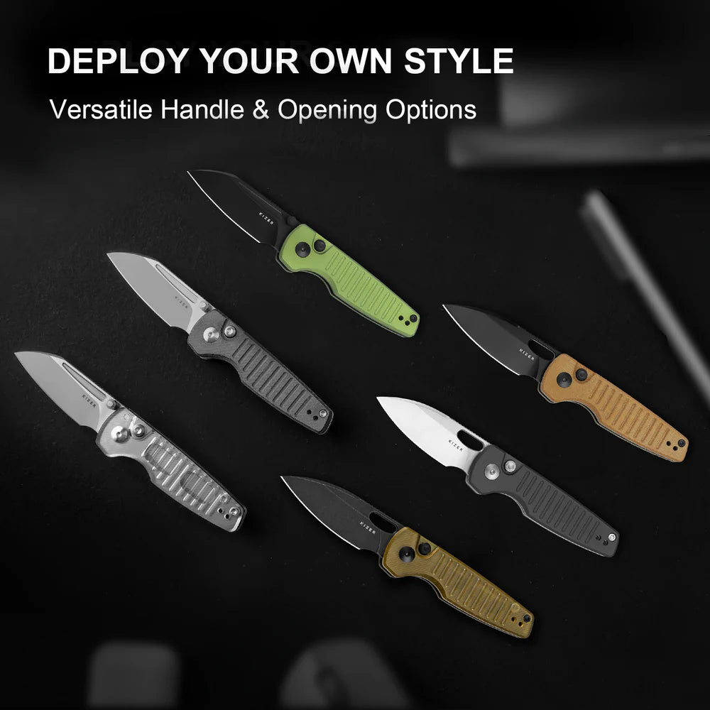 KIZER Parakeet Nitro-V Blade Acrylic Handle Button Liner Lock 2.46"