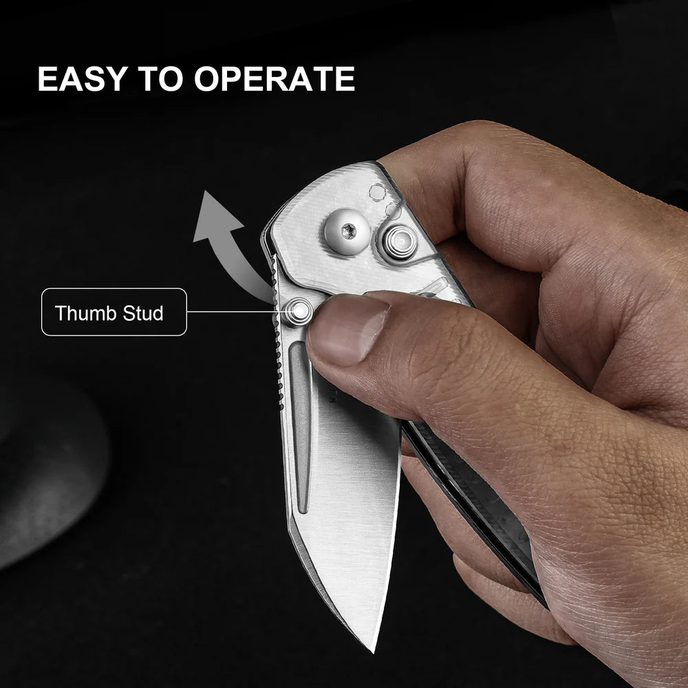 KIZER Parakeet Nitro-V Blade Acrylic Handle Button Liner Lock 2.46"