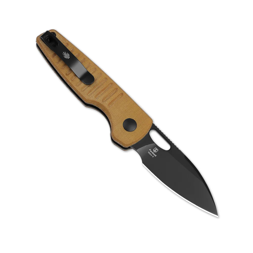 KIZER Parakeet Nitro-V Blade Micarta Handle Button Liner Lock 2.46"