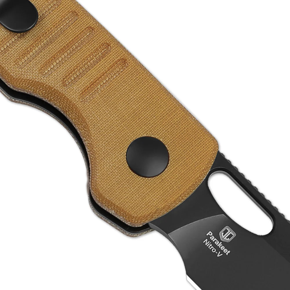 KIZER Parakeet Nitro-V Blade Micarta Handle Button Liner Lock 2.46"