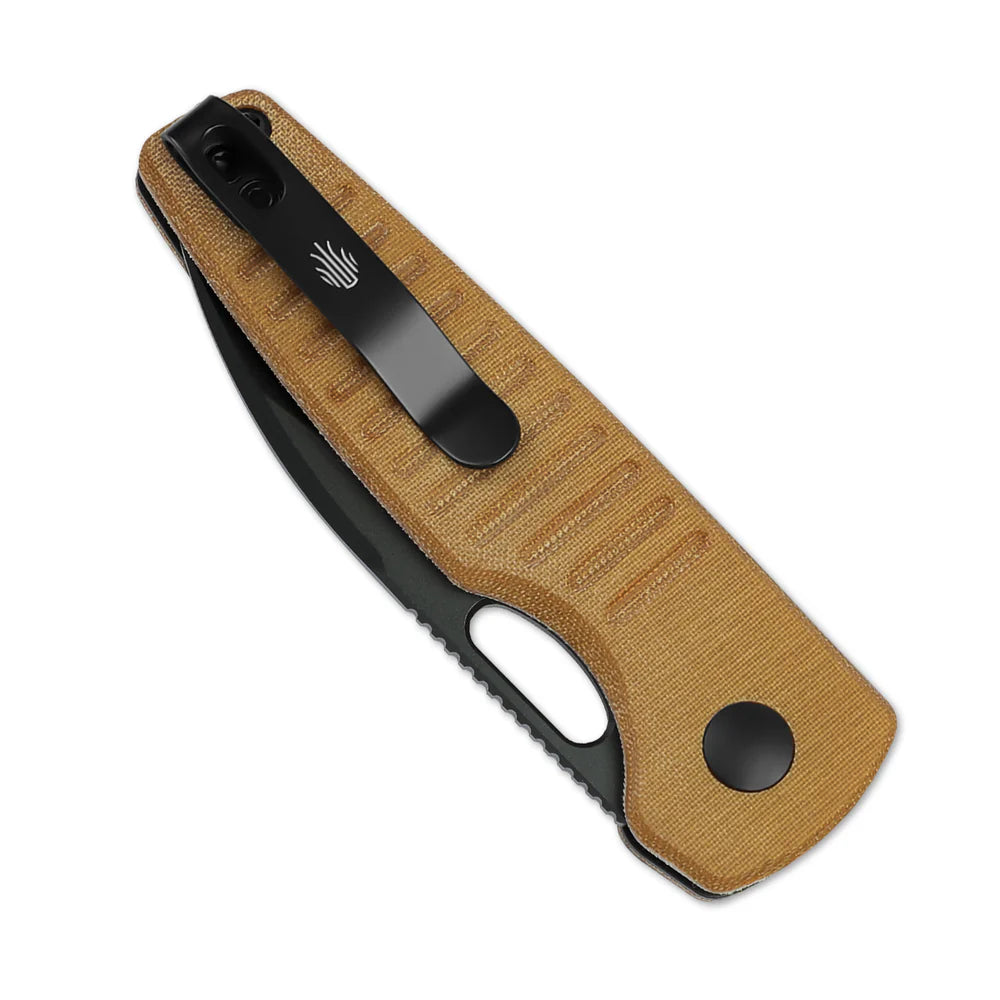 KIZER Parakeet Nitro-V Blade Micarta Handle Button Liner Lock 2.46"