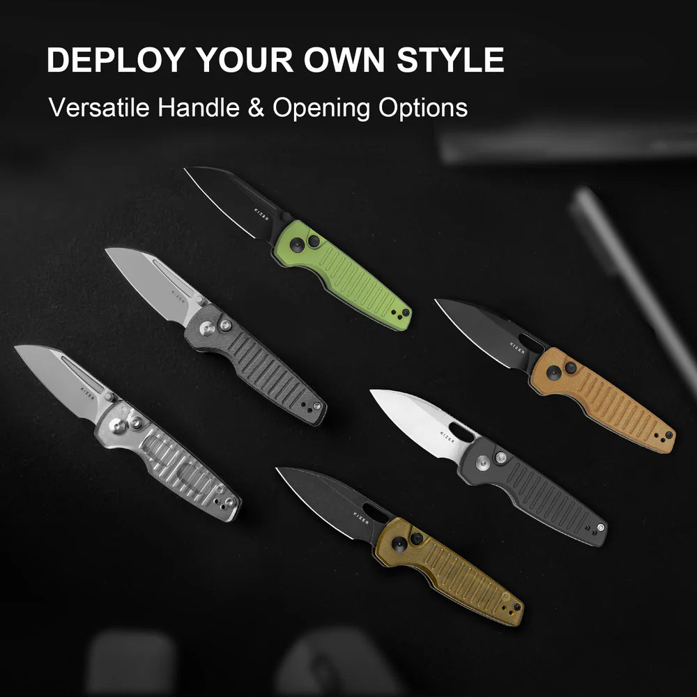 KIZER Parakeet Nitro-V Blade Micarta Handle Button Liner Lock 2.46"