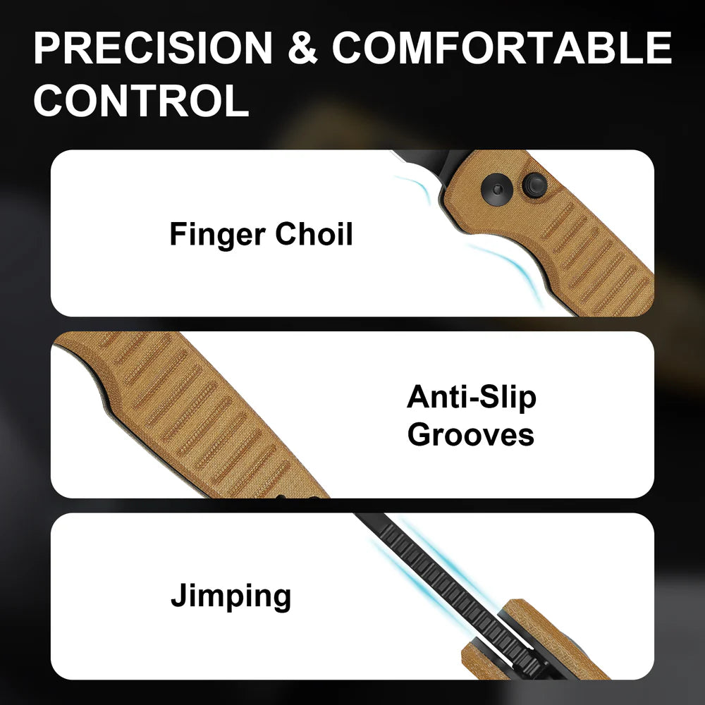 KIZER Parakeet Nitro-V Blade Micarta Handle Button Liner Lock 2.46"