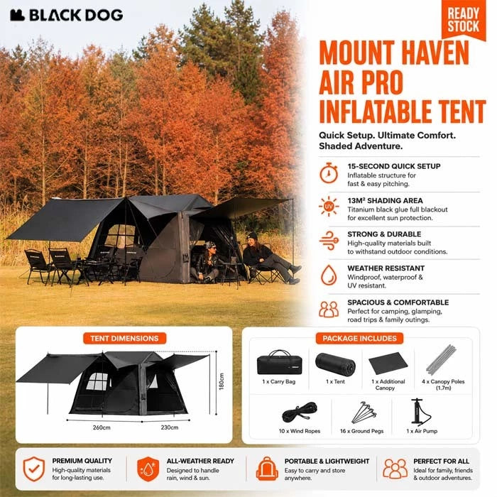 Blackdog Mount Haven Air Pro Inflatable Cabin Tent
