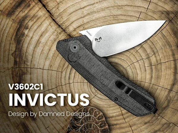 KIZER Invictus 154cm Blade Micarta Black & Button Lock 3.22"