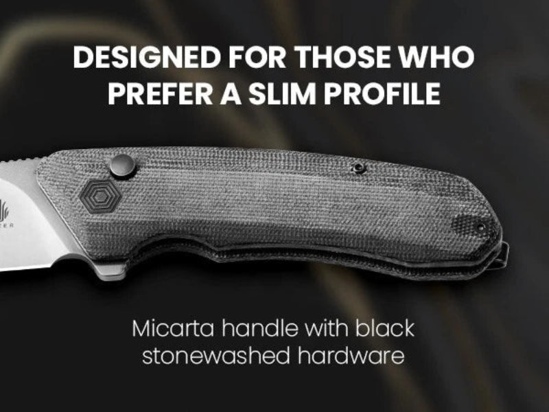 KIZER Invictus 154cm Blade Micarta Black & Button Lock 3.22"