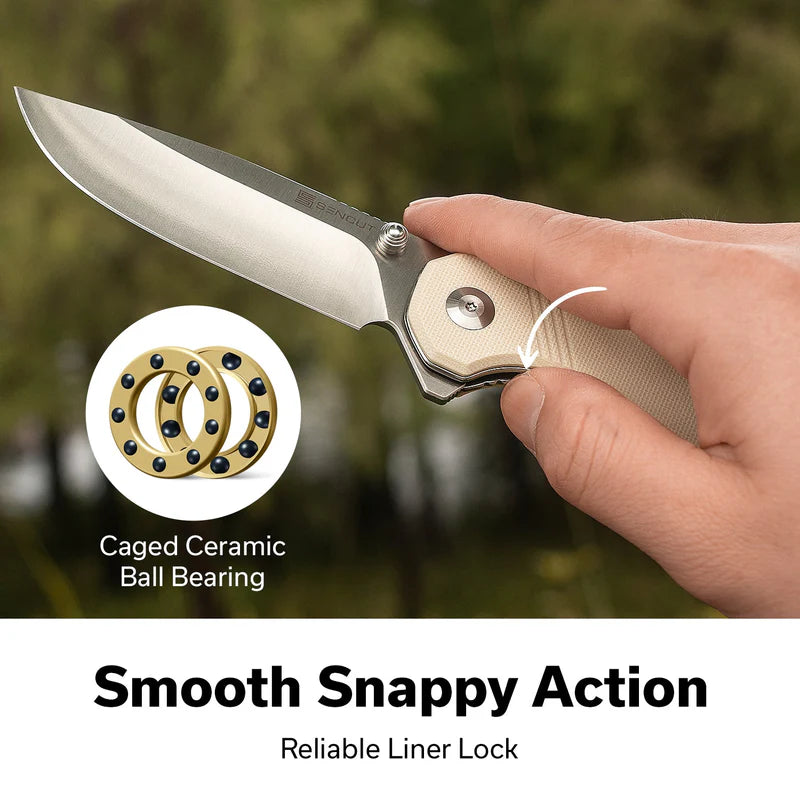 SENCUT Aetheris Ivory G10 Handle Satin finished 9Cr18MoV Blade 3.68"