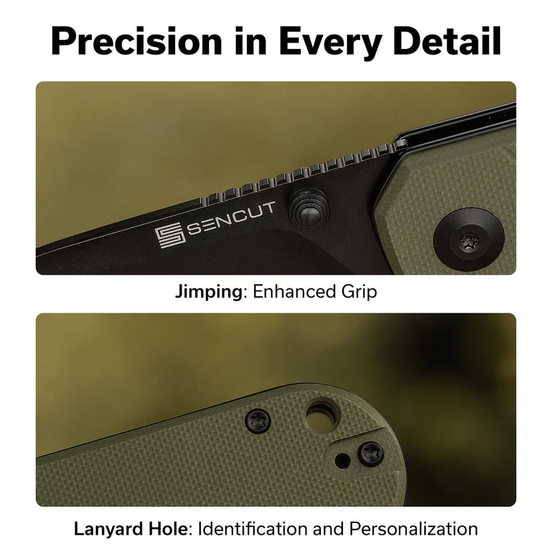 SENCUT Aetheris OD Green G10 Handle Black 9Cr18MoV Blade 3.68"