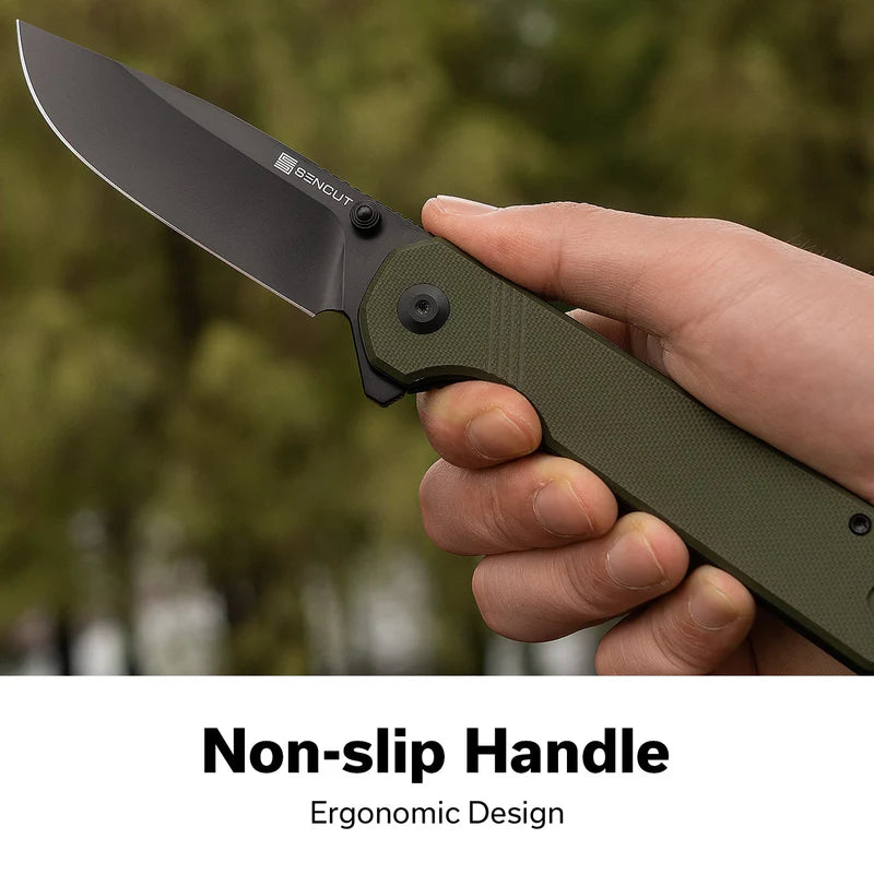 SENCUT Aetheris OD Green G10 Handle Black 9Cr18MoV Blade 3.68"