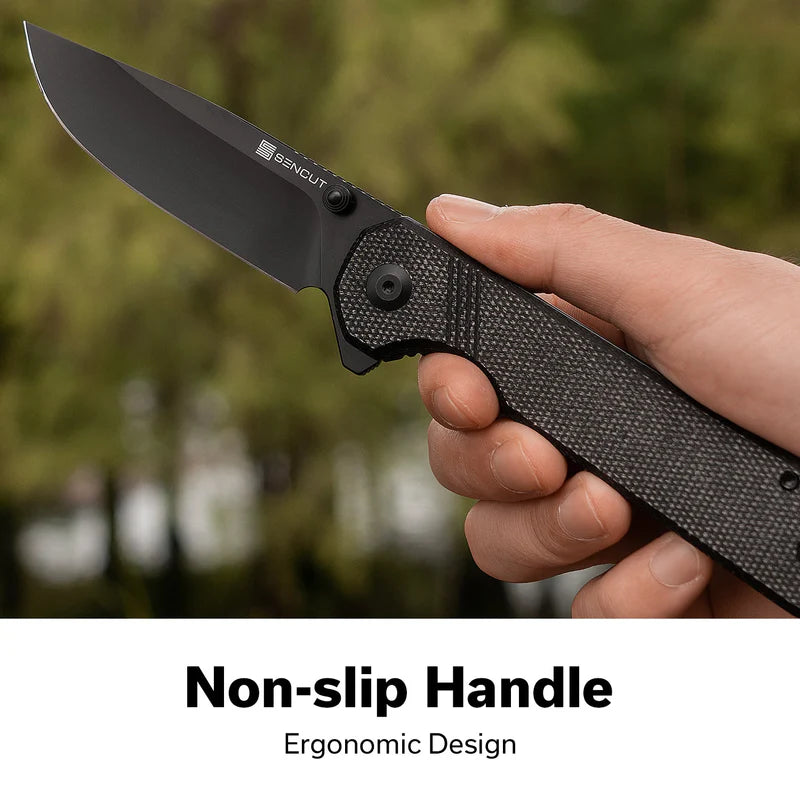 SENCUT Aetheris Black Canvas Micarta Handle Black9Cr18MoV Blade 3.68"