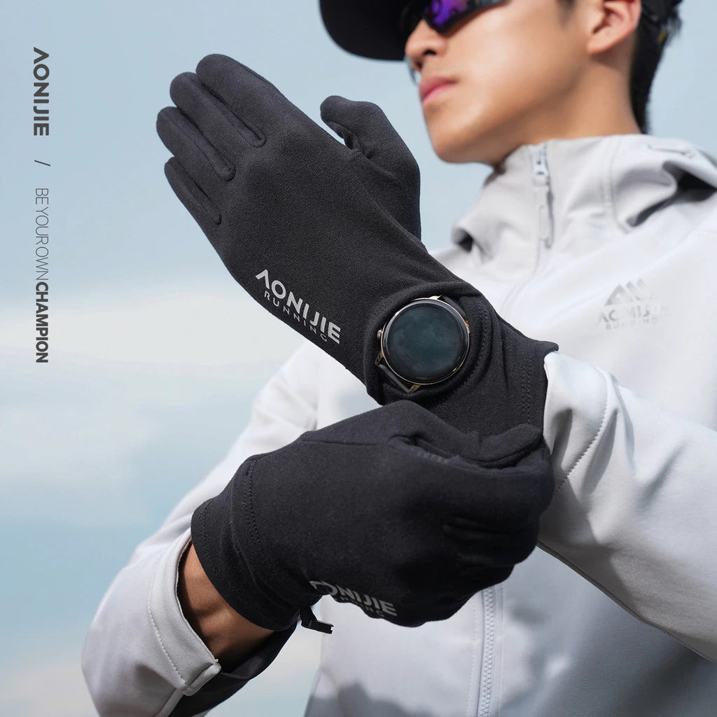 AONIJIE Breathable Full Finger Sport Gloves Black-M63
