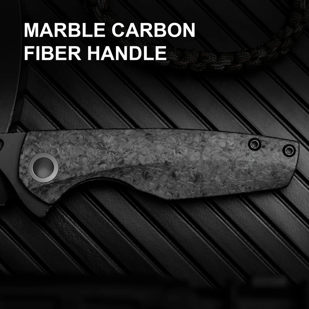 KIZER Sparrow S45VN Blade Marble Carbon Fiber + Titanium Handle 3.25"