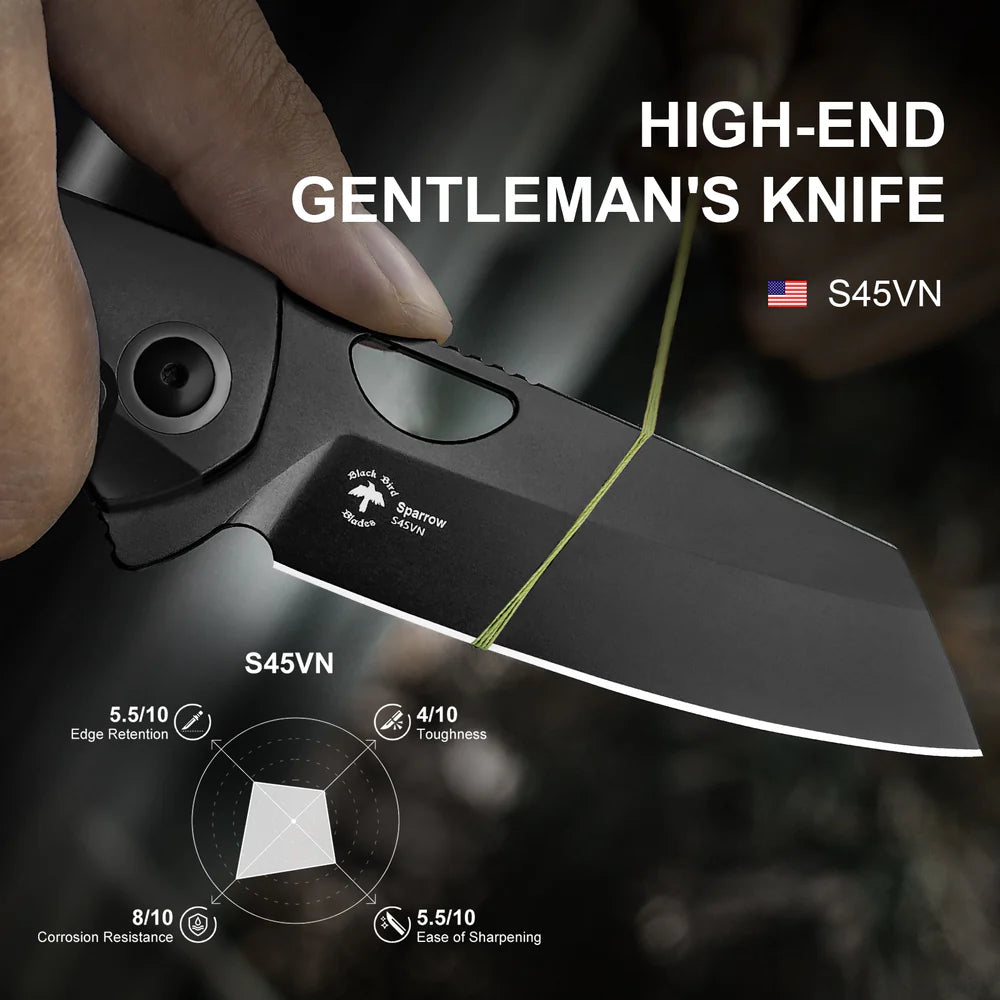 KIZER Sparrow S45VN Blade Marble Carbon Fiber + Titanium Handle 3.25"