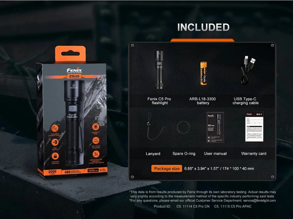 Fenix C5 PRO High Performance Outdoor Flashlight 2000 Lumens