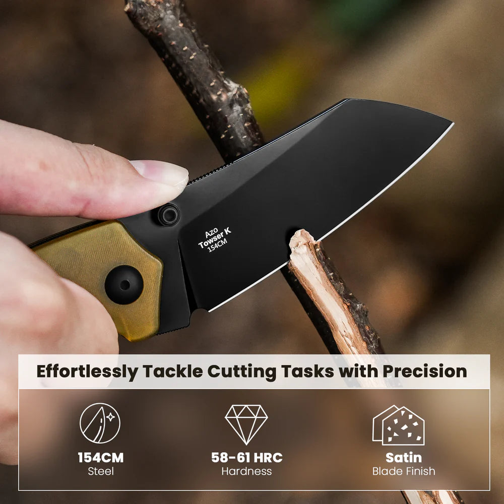 KIZER Towser K 154CM Blade Pei & Steel Liner 3.46"