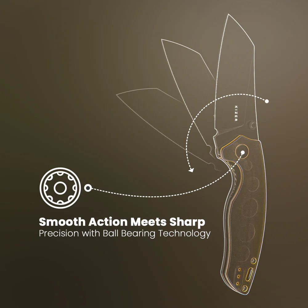 KIZER Towser K 154CM Blade Pei & Steel Liner 3.46"