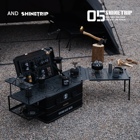 ShineTrip Aluminum Coffee Box Outdoor Set w/ Base Table