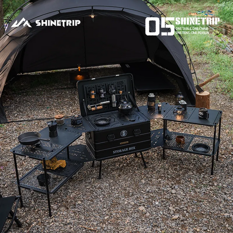 ShineTrip Aluminum Coffee Box Outdoor Set w/ Base Table