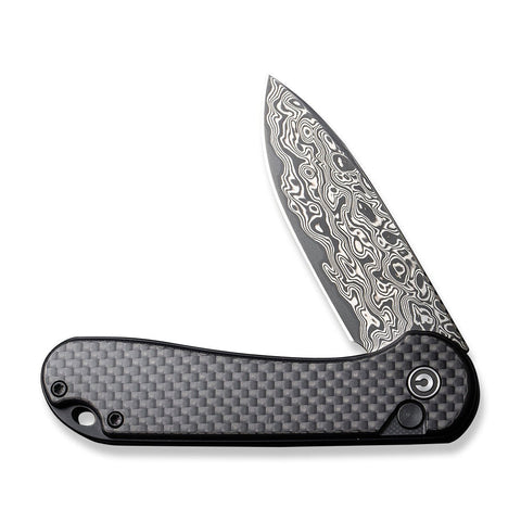 CIVIVI Button Lock Elementum II Pocket Knife Twill Carbon Fiber Overlay On Black G10 Handle