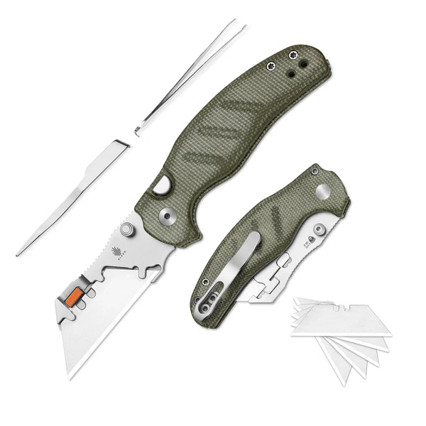 KIZER C01C UTI 1 5CR15MOV Blade Micarta Utility Knife 2.8