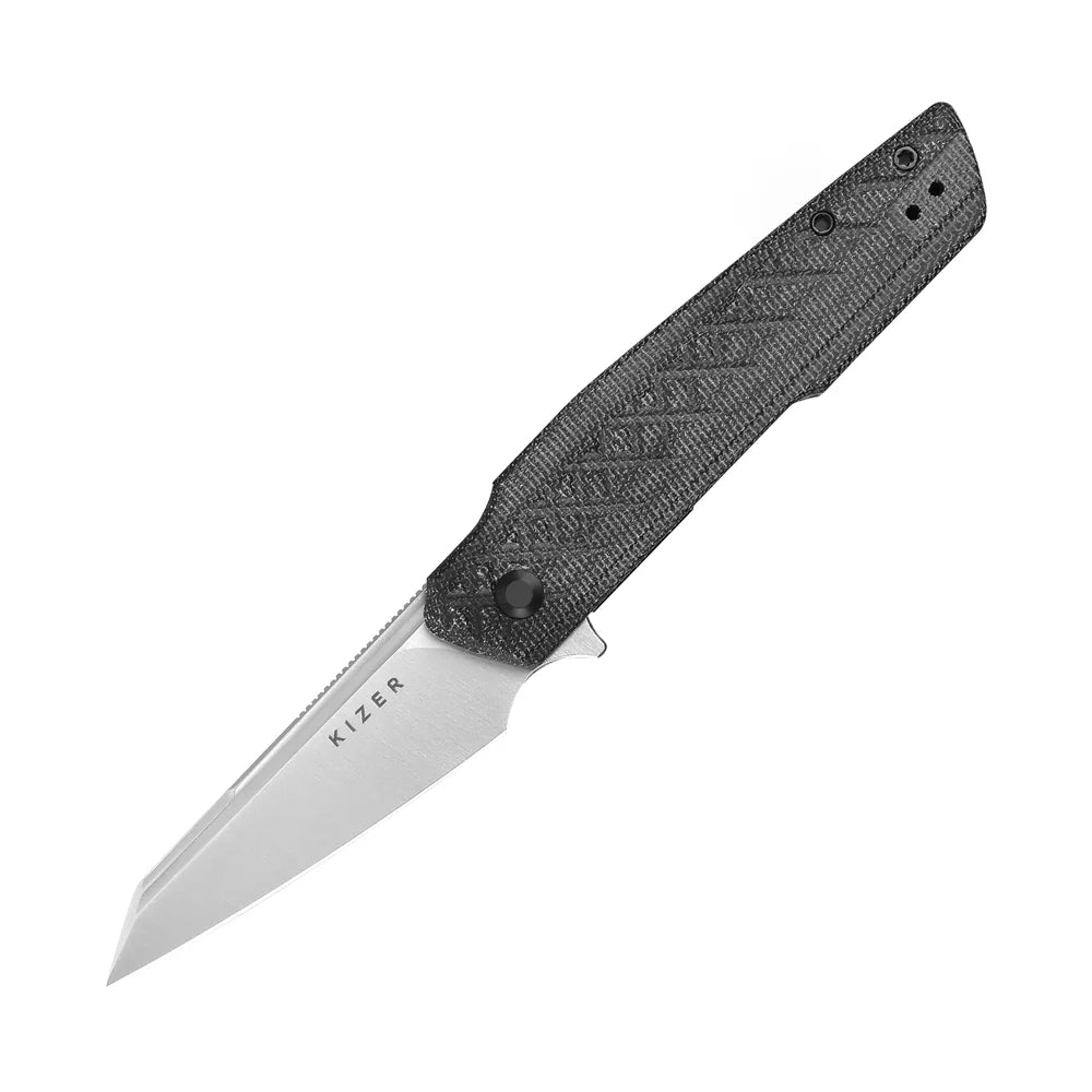 KIZER Skinner Nitro-V Blade Micarta Handle Liner Lock 3.32"