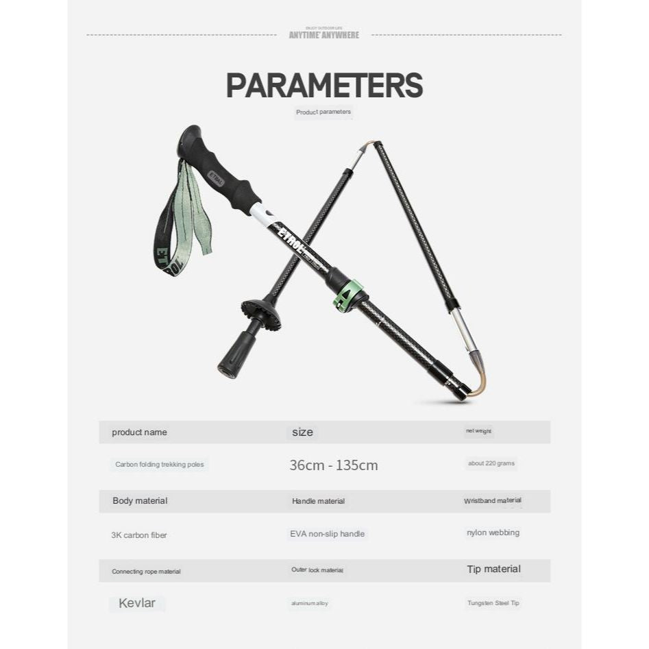 Etrol Rattlesnake Carbon Fiber 5-Section Trekking Pole