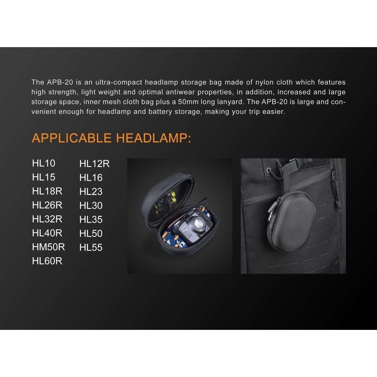 Fenix APB-20 Headlamp Storage Bag Black