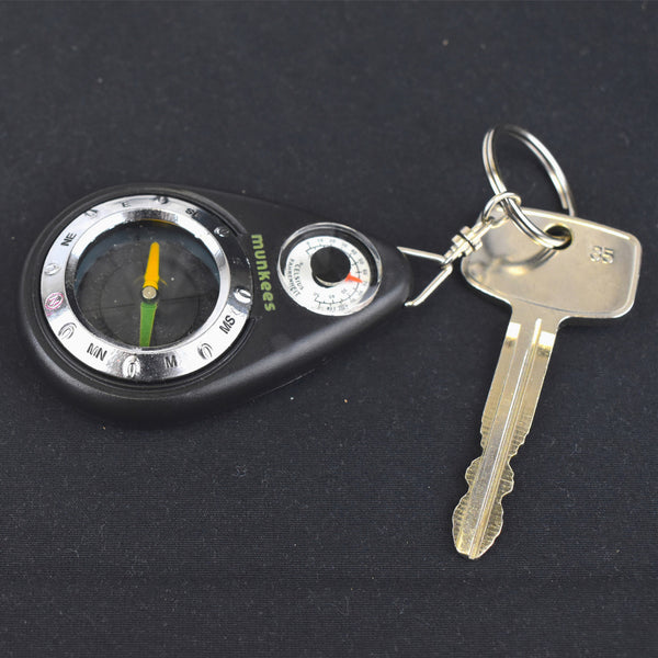 Munkees Key Ring Carabiner Hook with Strap & Compass