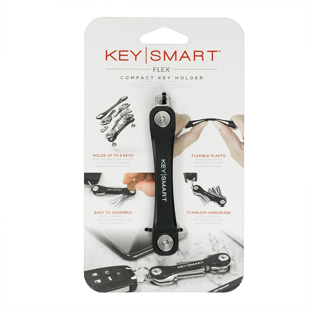 KeySmart Flex Black - Compact Multiple Key Holder Car Key Organizer
