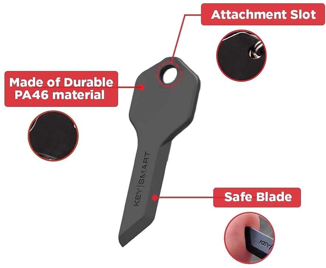 KeySmart Safeblade Finger-Friendly Keychain Box Cutter (Black)