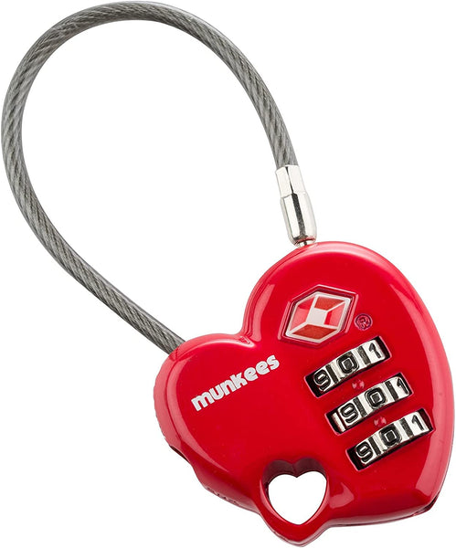 Munkees Heart Shaped TSA Combination Lock
