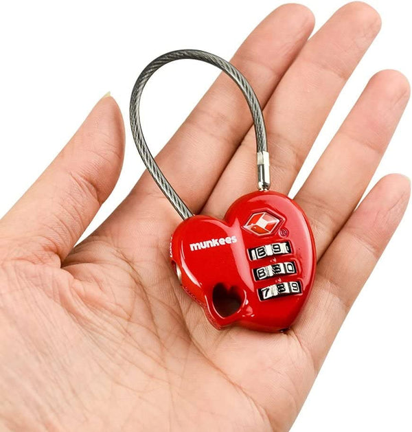 Munkees Heart Shaped TSA Combination Lock