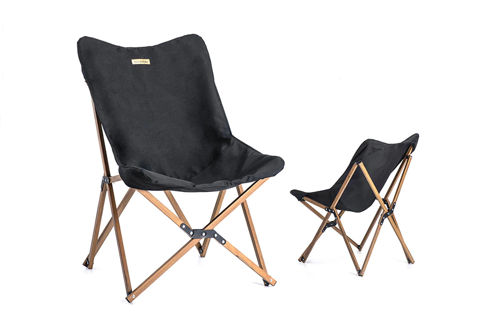 Naturehike MW01 Wooden Grain Folding Moon Chair Black
