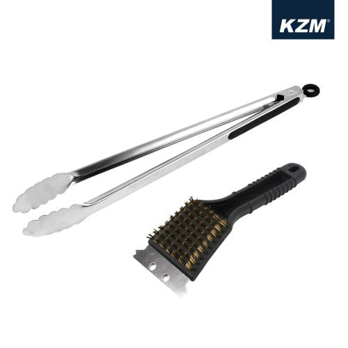 KZM BBQ Tongs and Brush Set