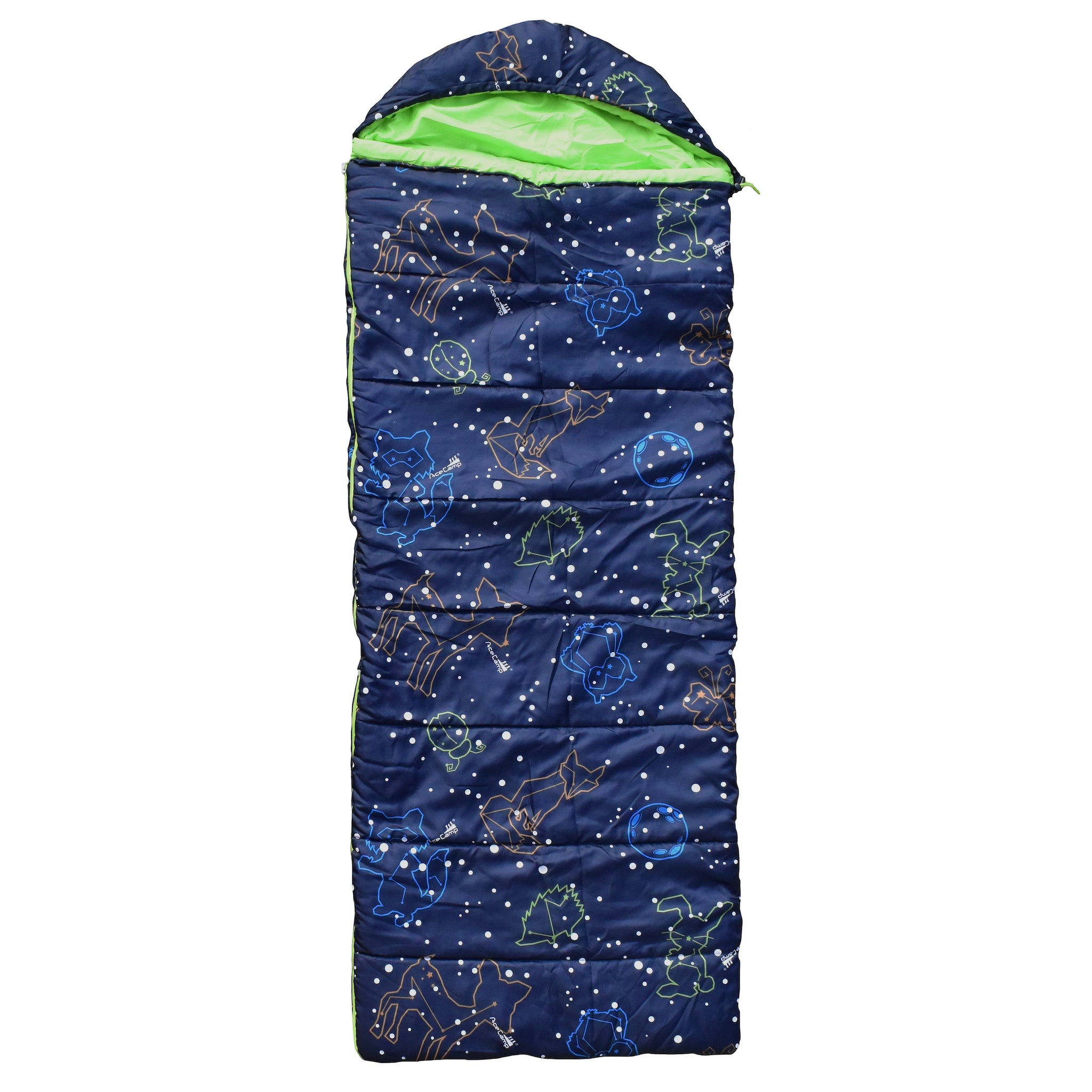 Ace Camp Kids Rectangular Glow-In-The-Dark Sleeping Bag 30 Degree - GL Extra