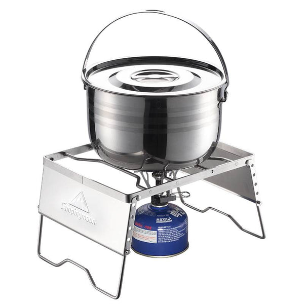 Campingmoon Stainless Steel Portable Campfire Grill w/ Windscreen