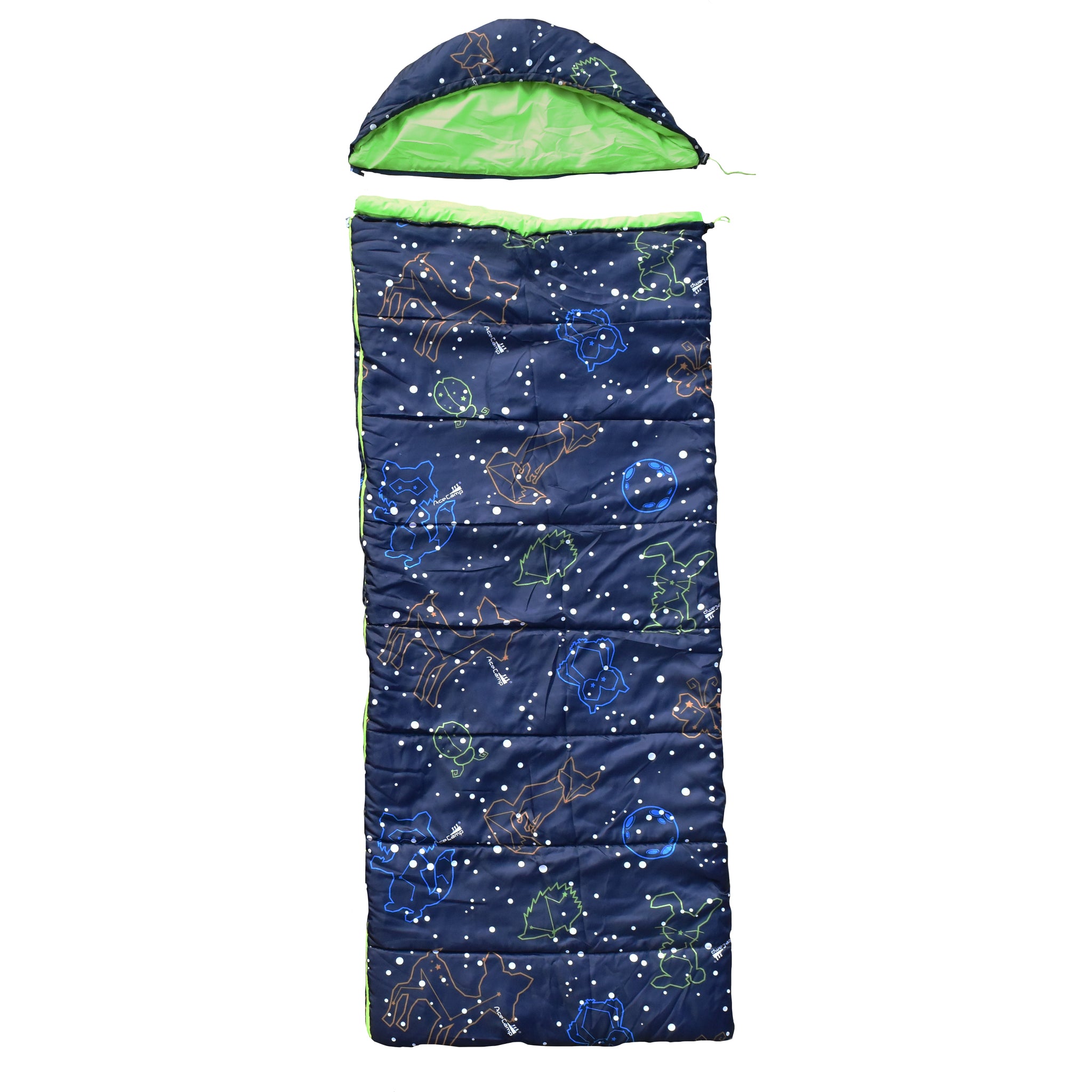 Ace Camp Kids Rectangular Glow-In-The-Dark Sleeping Bag 30 Degree - GL Extra