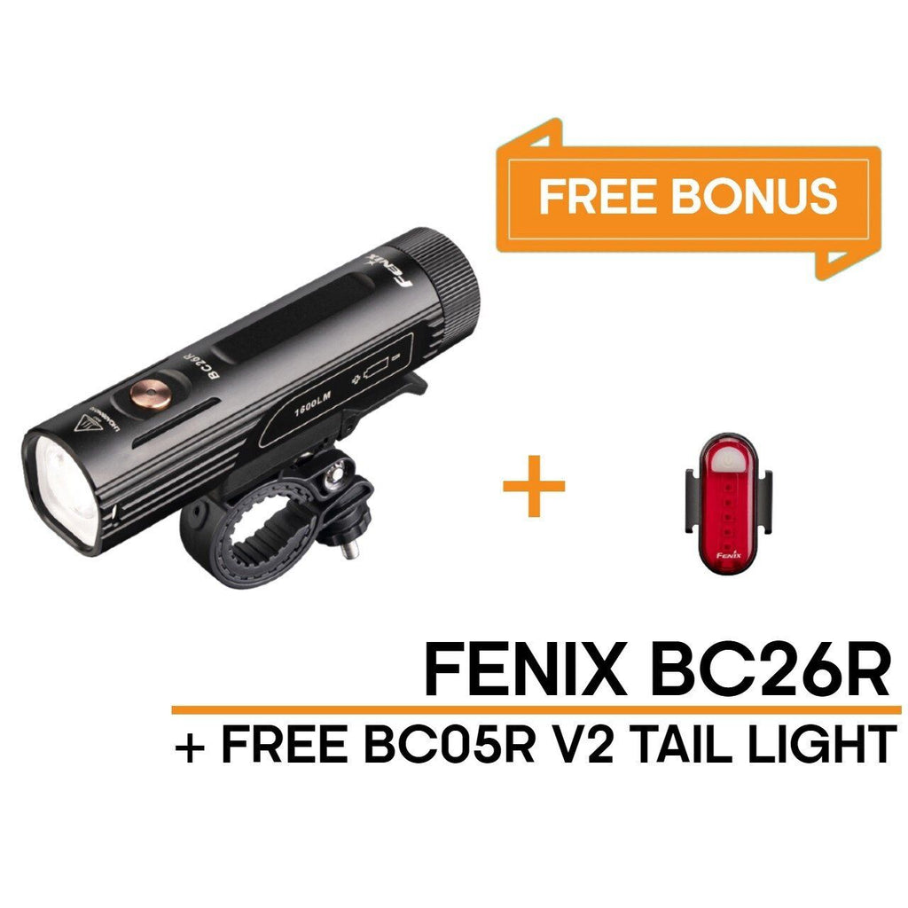 Fenix BC26R Bike Light 1600 Lumens + Free BC05R V2 Tail Light 15 Lumens